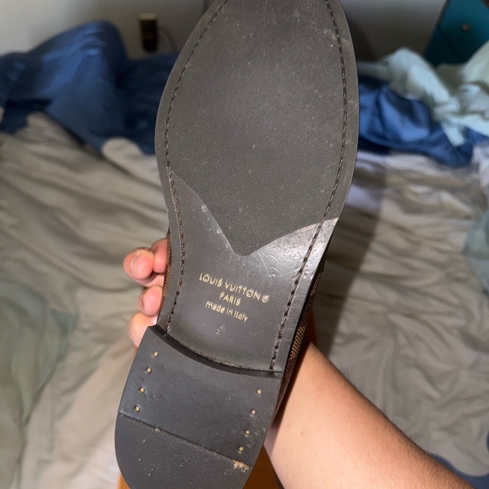 Louis Vuitton Major Loafers 9 U Brown Checkerboard Loafers - Picture 6 of 7